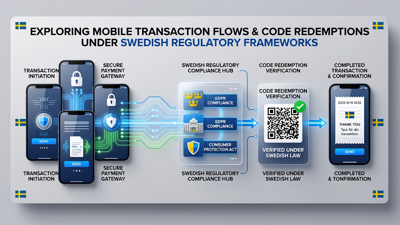 Secure code redemption interface on mobile device under Swedish gambling regulations