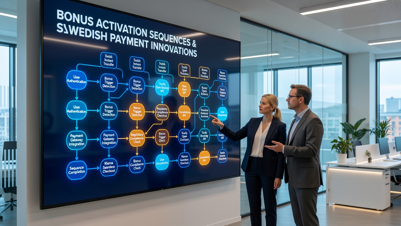 Detailed view of bonus activation workflow using Swedish instant payment methods and regulatory tracking tools